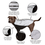 Furhaven Water-Repellent Small Dog Coat, Washable & Reflective w/ Leash Access & Stretch Fabric - Pro-Fit Active Jacket - Chrome, Small
