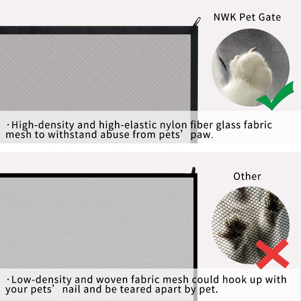 NWK Magic Dog Gate for Stairs Pet Gate for The House Providing a Safe Enclosure for Pets to Play and Rest, 6 Hooks Design (30'' X 43'')