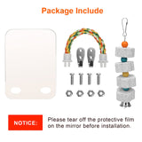 AHIER 7 Inch Bird Mirror with Rope Perch, Bird Toys Swing Parrot Grinding Stone with Bell for Parakeet Cockatoo Cockatiel Lovebirds Canaries