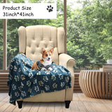 Rezutan Dog Blankets for Large Medium Dog Cat Soft Fuzzy Blanket Washable, Comfort Flannel, Fuzzy Soft Blankets for Dogs, Reversible Print, 41 x 31 inch,Dark Blue