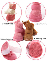 Small Dog Winter Booties, Cold Weahter Dog Shoes for Small Dogs, Boots for Cats, Yorkie, Chihuahua Cozy Boots Pink Size 2