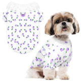 ABRRLO Cute Dog Shirts for Small Dog Clothes Girls Pink Puppy Cat Shirts with Harness D Ring Floral Female Doggy Outfits Pet Clothes for Mini Dachshund Shih tzu Teacup Chihuahua Maltese