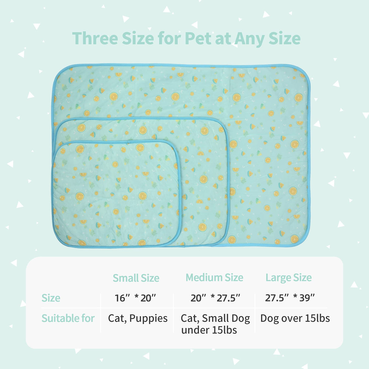 NWK Pet Cooling Mat - 27.5’’ X 20’’ Ice Silk Cooling Mat for Dogs & Cats Portable & Washable Pet Cooling Blanket, Car Seats, Beds for Summer (Green Fruit, Medium)