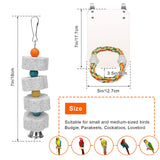 AHIER 7 Inch Bird Mirror with Rope Perch, Bird Toys Swing Parrot Grinding Stone with Bell for Parakeet Cockatoo Cockatiel Lovebirds Canaries