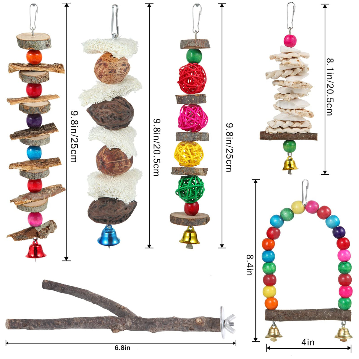 Bird Perch Bird Toys Parakeet Toys,Bird Cage Accessories Wooden Chew Toys Perch Stand for Parrot Conure Cockatiel Lovebird Parrotlet Budgie Finches and Other Small to Medium Sized Birds