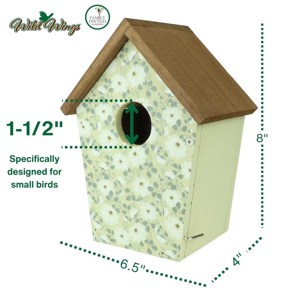 Wild Wings Decorative Bluebird House Olive Blossoms, Green