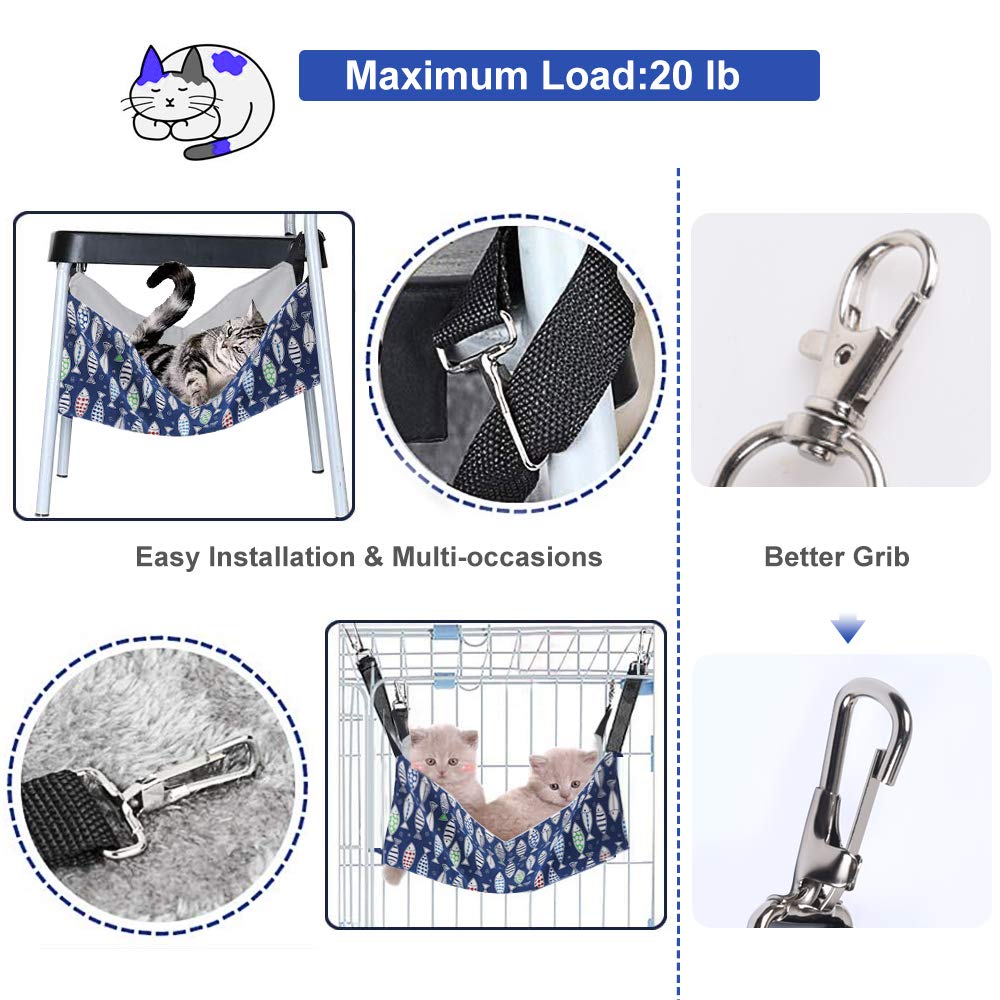 PERSUPER Cat Hammock Bed for Cage - 22x18 inch Adjustable Hanging Cat Bed Reversible hammocks for Indoor Cats, Soft Perch, Sleeping and Resting Sleepy Pad for Kitten Ferret Puppy or Small Pet