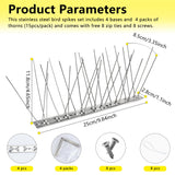 KOKMEYA Bird Spikes 3.28FT, 304 Stainless Steel Bird Deterrents Spikes for Outside to Keep Birds Away Birds Scare Devices Outdoor 4Pcs
