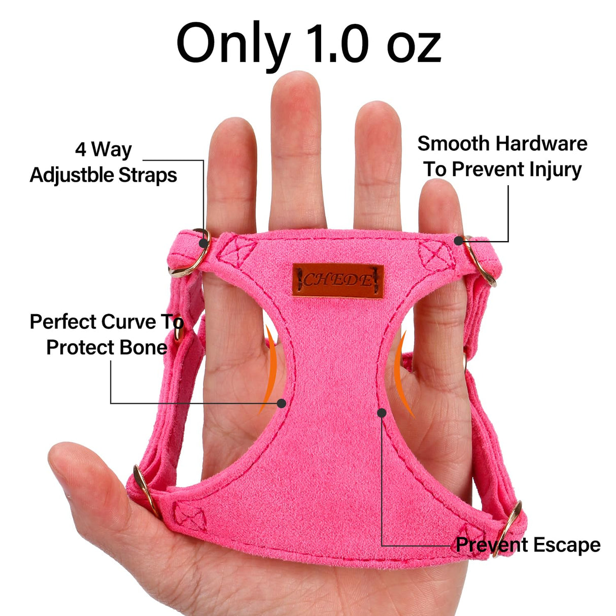 No Pull Dog Harness- Lightweight, Soft, Adjustable Small Harness Collar and Leash Set, Suitable for Cats Puppy Small and Medium-Sized Dog Outdoor Training and Running (hotpink, XXS)