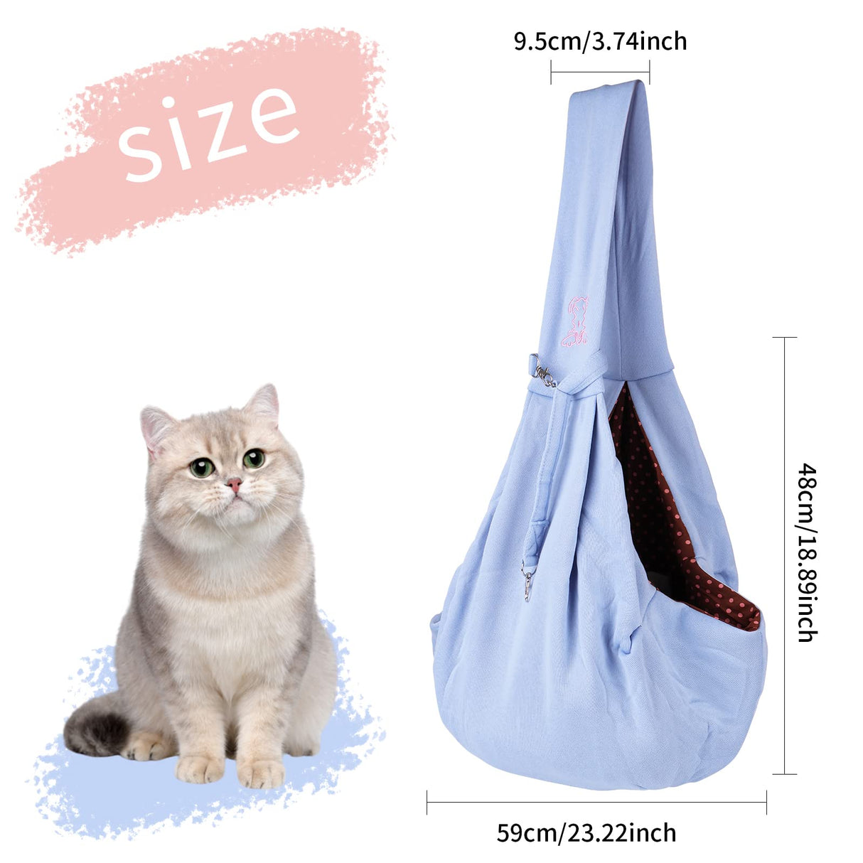 Small Dog Cat Sling Carrier,Hands Free Reversible Pet Carriers Bag,Pet Carrier Shoulder Crossbody Pet Slings Suitable for Puppy, Small Dogs, and Cats for Outdoor Travel (Blue)
