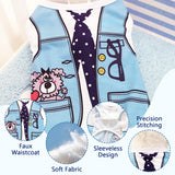 Vavious Cat Outfit Dog Summer Shirt Blue Faux Tie Print Pet T Shirt Cooling Sleeveless Pet Apparel for Small Medium Doggy Puppy Breathable Cozy Pullover X-Small