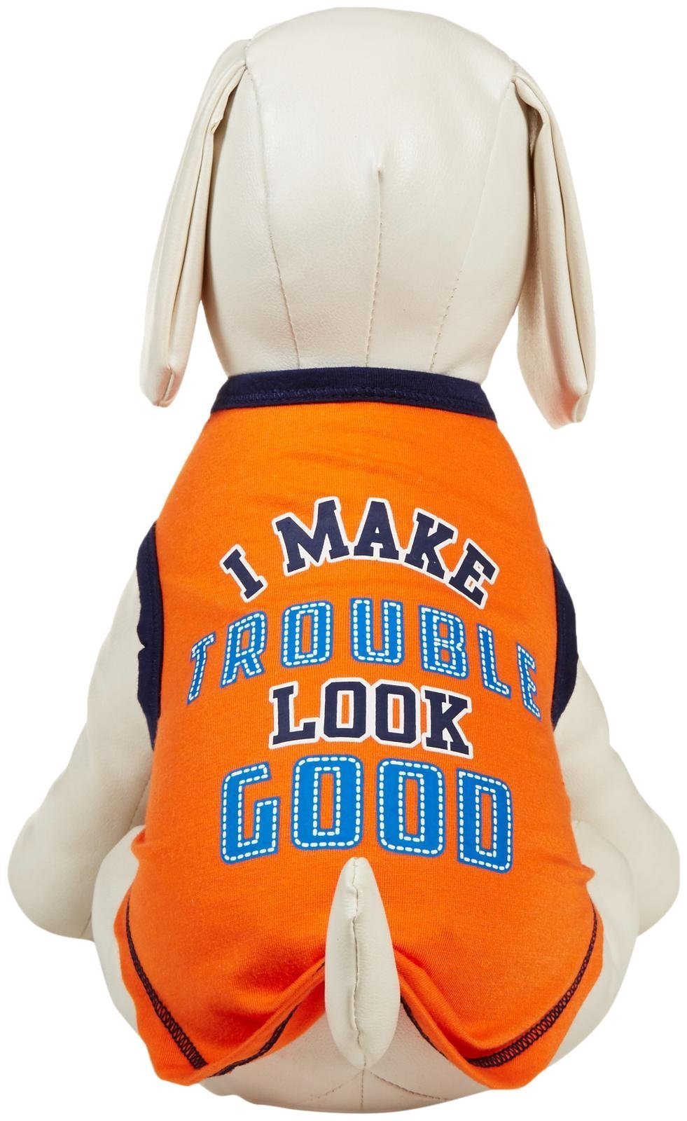 SimplyDog I Make Trouble Look Good Dog Tank - Orange - X-Small