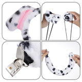 Jmkcoz 4 Pcs Dalmatian Dog Costume Set Dalmatian Puppy Dog Ears Headband Tail Nose Bow Tie for Halloween Animal Cosplay Party (White & Black)