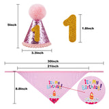 GAGILAND Dog Birthday Party Supplies Bandana Hat Banner Set Dog Boy Girl Cute Bow Tie Scarf Birthday Decorations (Pink with Balloon)