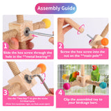 Kyouki Bird Perch Toy - Suitable for Small & Medium Parrots: Conures, Cockatiels, Lovebirds, Parakeets, Quakers, Caiques, Pionus | 360° Spinning Stand (Primary Colors, Medium Size)