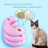 Whimsicalfox Cat Pillow for Indoor Cats, Ultra Soft Fluffy Cat Calming Pillow, Half Donut Cuddler with Cute Embroidery Pattern Providing Support of Pet Neck, Machine Washable
