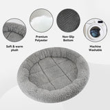 PETLESO Small Cat Bed Mat with Surrounding Pillow, 11.81" Round Soft Cushion for Cats Puppy Rabbits Curling Sleep, Indoor Furniture/Carrier/Crate Pet Self Warming Anti Skid Pad, Washable, Small