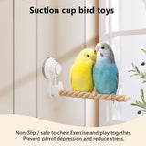 Suction Cup Bird Perch,Natural Wood Parrot Window/Bath/Car/Travel/Shower Perches Stand Portable Parakeet Grinding Stick Training Toys for Small and Medium Birds(Twist Grain)