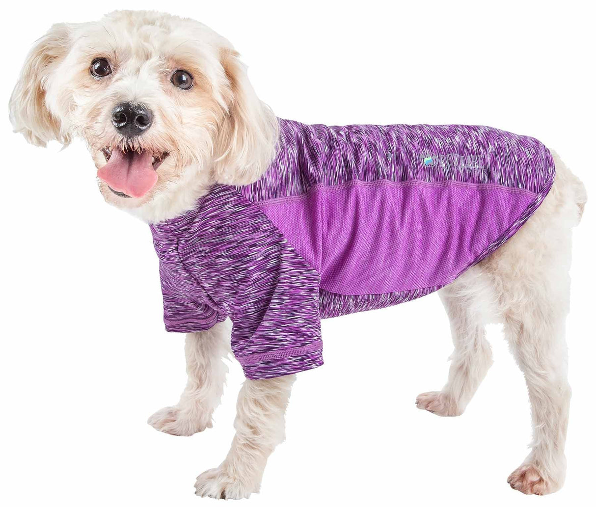 Pet Life ® Active 'Warf Speed' Heathred Dog Fitness and Yoga Pet T-Shirt Dog Clothes - Performance Dog T-Shirt with 4-Way-Stretch, Reflective and Quick-Dry Technology - Summer Dog Shirts