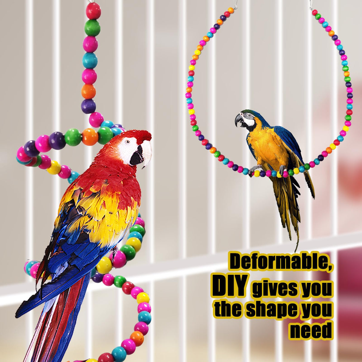Parakeet Toys,7 Pcs Colorful Bird Toys for Parakeets,Pet Bird Cage Hammock Swing Climbing Ladders Chewing Toy Mirror Hanging Bell Wooden Perch for Budgerigar,Conures, Love Birds,etc