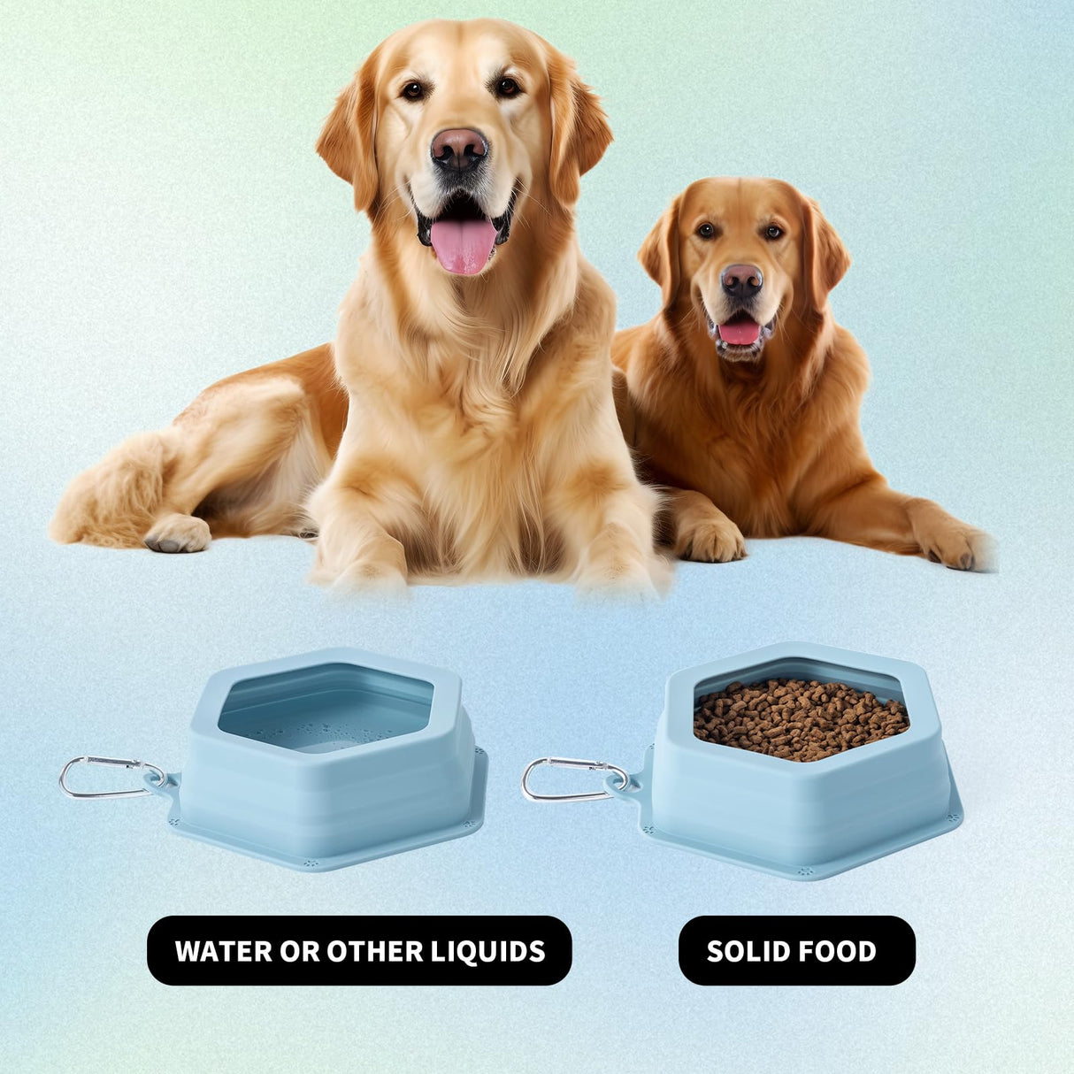 No Splash Dog Travel Bowls for Cars, Spill Proof Collapsible Dogs Water and Food Feeder Dispenser Integrated Molding Portable Cat Dish for Pet Vehicle Road Trips (Morandi Blue)