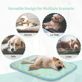 NWK Pet Cooling Mat - 27.5’’ X 20’’ Ice Silk Cooling Mat for Dogs & Cats Portable & Washable Pet Cooling Blanket, Car Seats, Beds for Summer (Green Fruit, Medium)