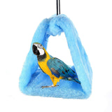 Winter Warm Bird Nest House Shed Hut Hanging Hammock Finch Cage Plush Fluffy Birds Hut Hideaway for Hamster Parrot Macaw Budgies Eclectus Parakeet Cockatiels Cockatoo Lovebird (M, Blue)