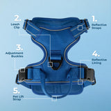 Voyager No Pull Dog Harness for Large Dogs, Dual Leash Attachments, Adjustable Soft but Strong Pet Harness with 3M Reflective Technology, Royal Blue Lattice Nylon, M (Chest: 20-25")