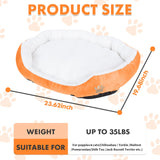 Round Dog Cat Beds Mattress Washable Pads Room, Soft Durable Plush Faux Fur Sleeping Pet Fleece Bed Mat for Small Doggy Kitten Puppy, with Anti-Slip Waterproof Bottom (Orange)