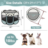 Siedihit Dog Cat Playpen, Puppy Pet Playpen Indoor for Small Dogs Tent Crates Cage Outdoor, Portable Pop Up Dog Kennel Playpen with Carrying Case for Dogs/Cats/Rabbits, Removable Zipper Top, Grey