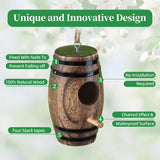 2 Pack Hummingbird Houses for Outside, DY-SKTY Wooden Hummingbird House for Nesting, Hanging Bird Houses for Outdoors with Pole, Unique Garden Gifts Home Decoration