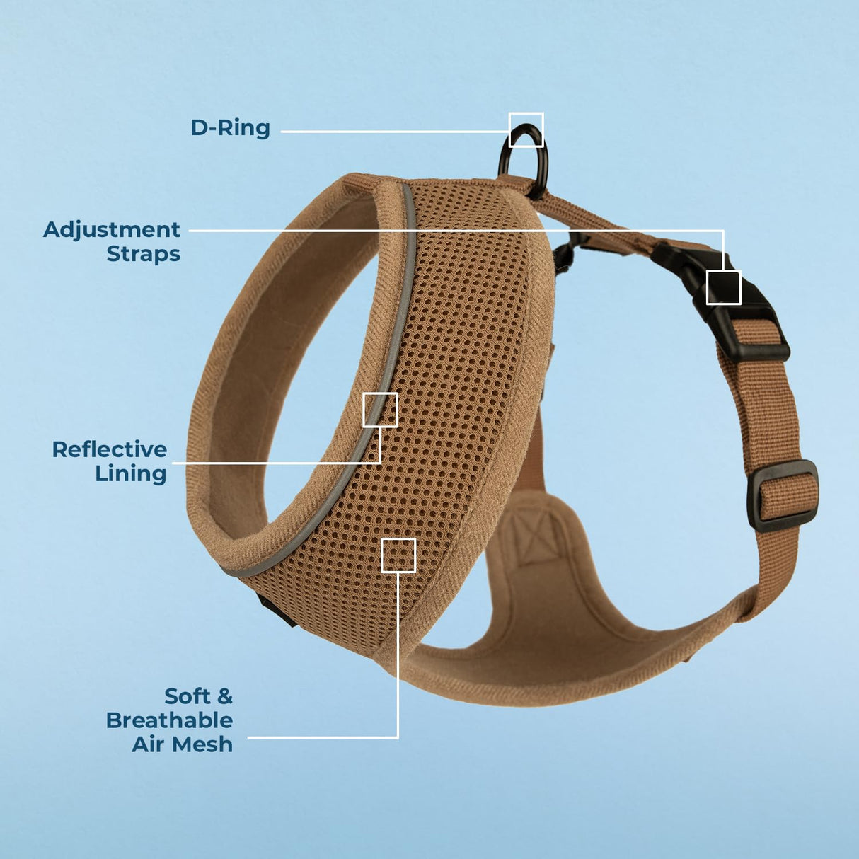 Best Pet Supplies Voyager Aerolite No Pull Mesh Dog Harness, Reflective Stitching, Breathable Harness, Adjustable for Walking, Training, Running, Heavy Duty and Durable, Beige, XL