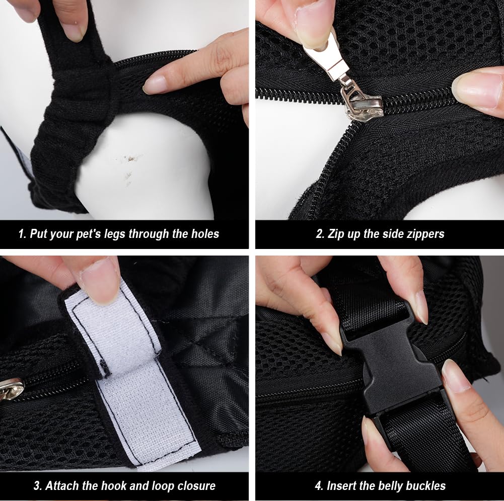 FEimaX Dog Carrier Backpack Pet Legs Out Front Cat Travel Bag, Adjustable Puppy Backpacks Carriers Hands-Free for Small Medium Dogs Cats Hiking Traveling Camping Daily Walking (Medium, Black)