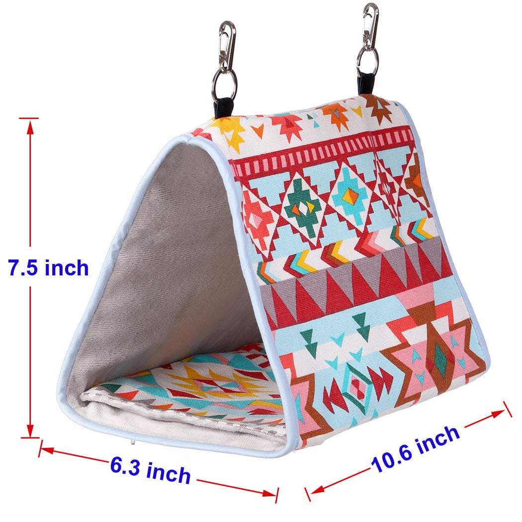 KINTOR Bird Nest Snuggle Hut,Parrot Habitat Cave Hanging Tent for Small Medium Parrots Budgies Eclectus Parakeet Cockatiels Lovebird African Grey (Pink Ethnic, M)