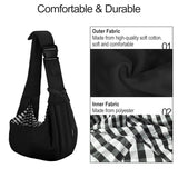 PETLOFT Reversible Dog Cat Sling Carrier, Small Dog Carrier, Adjustable Dog Sling, Hands Free Cross Body Carrier with Collar Hook for Dog/Cat/Bunny up to 11lb, Black