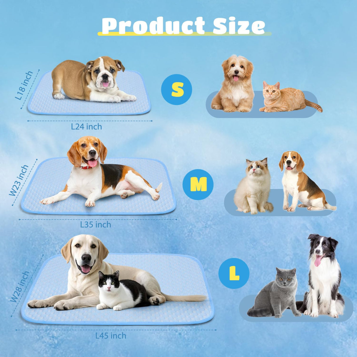 Nobleza Dog Cooling Pad, Durable Dog Chill Bed Leakproof Pet Cooling Mat Scratch-Resistant Design for Medium Dogs Cats Puppy in Hot Summer, Blue
