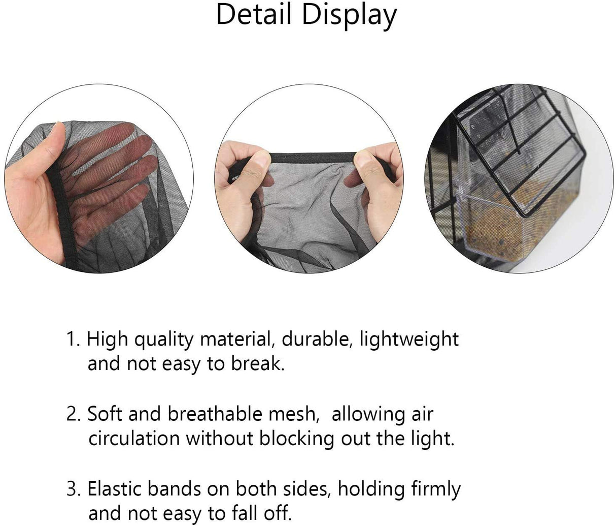 4 Colors Ventilated Nylon Bird Cage Cover Shell Seed Catcher Pet Products Large Size Bird Cage Seed Catcher Seeds Guard Parrot Nylon Mesh Net Cover Stretchy Shell Skirt Traps Cage Basket Soft Black