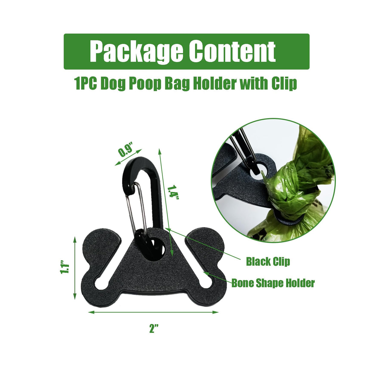 Dog Poop Bag Holder Dogs Waste Bag Carrier Pet Poop Bags Holders for Doggie Waste Bags Dispensers, Clip Carrier for Leash Small Doggy Puppy Hand Free Walking Accessory Attachment, Black