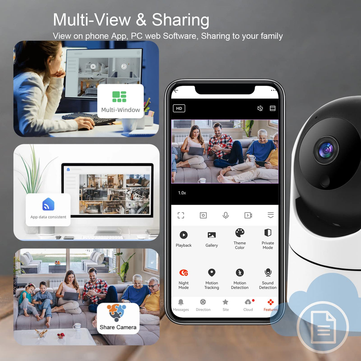 Krumano 2K Indoor Home Security Camera, 2.4G Wifi Cameras for Home Security, Pan & Tilt Baby Monitor Pet Dog Camera with Phone APP, 2 Way Talk Night Vision, SD Card and Cloud Storage, Motion Detection