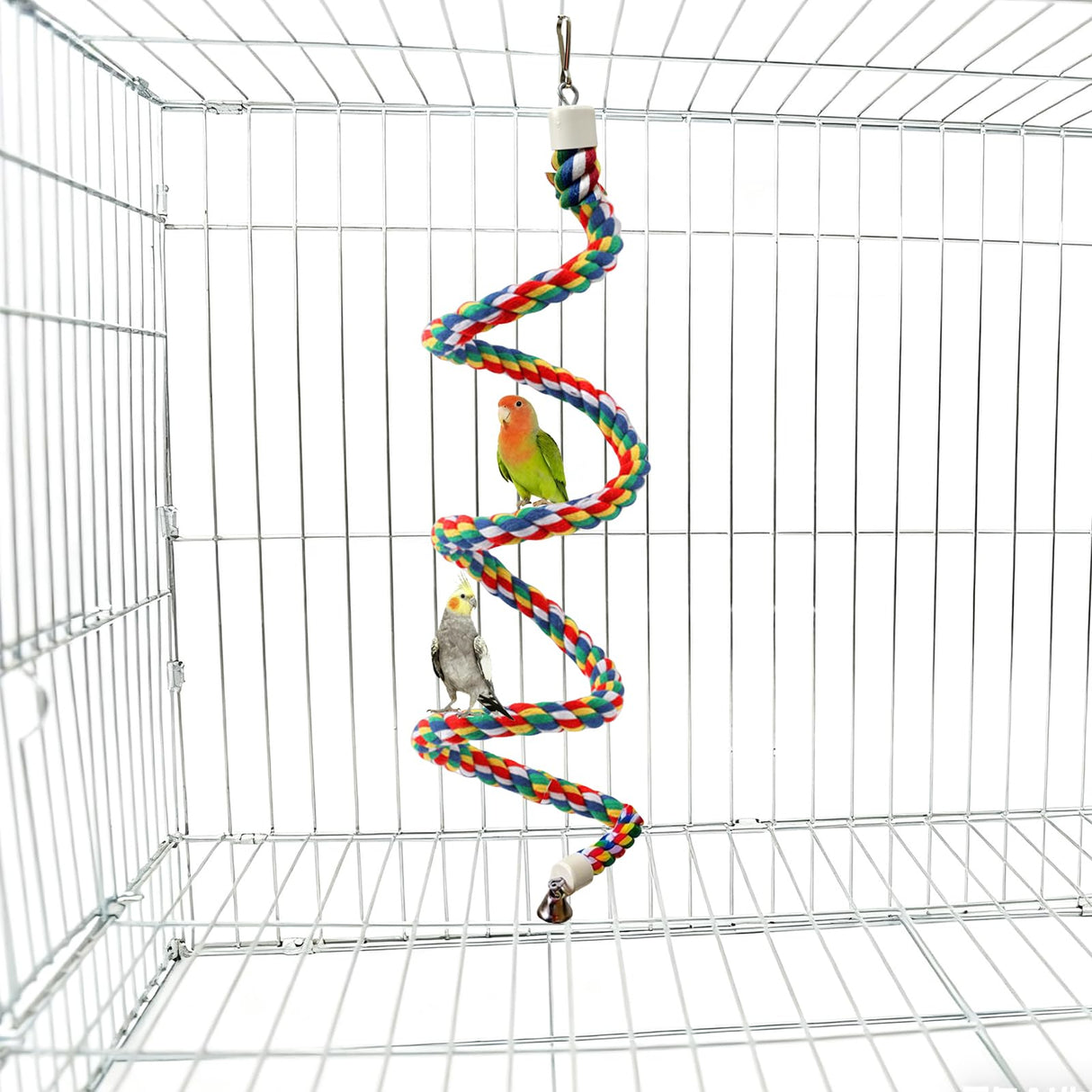 TogyGooty Bird Rope Perch & Birds Swing Set - Bird cage Accessories, Rope perches for Conures, Parrots,Cockatiel,Lovebird,Budgerigar,Parakeet perches for cage,Birds perches