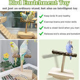 Natural Wood Bird Perch Stand Training, Intelligence Puzzle Enrichment Toys for Parakeets, Wooden Parrot Perch Platform, Bird Playground Play Stands for Conure Cockatiel (Wood, Small)