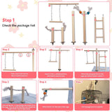 PINVNBY Bird Playground, Wood Parrot Play Gym Stand Perch Bird Cage Accessories for Small and Medium Parakeet Cockatiel Conure Love Birds Finch