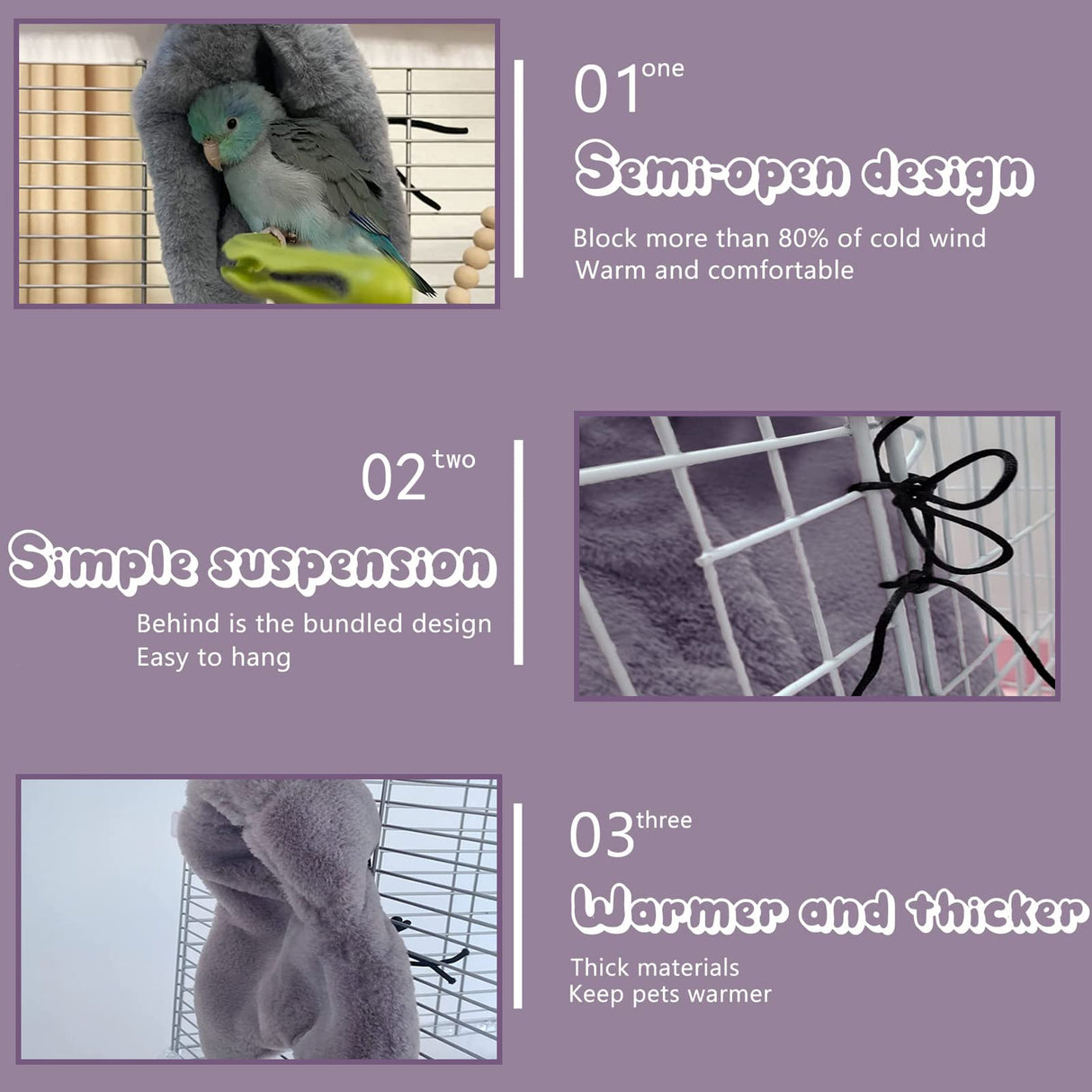 Corner Fleece Bird Blanket,Bird Blanket for Cage,Cozy for Birds,Parrot Cage Snuggle Hut Warm Bird Nest House Bed for Parrots,Small Conures, Lovebirds and Cockatiels M