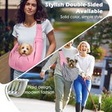 Pawaboo Small Dog Sling Carrier, Reversible Hands Free Dog Sling Carrier for Small Dogs Cats, Puppy Sling Carrier with Adjustable Strap Buckle & Safety Harness, Puppy Essentials, Pink