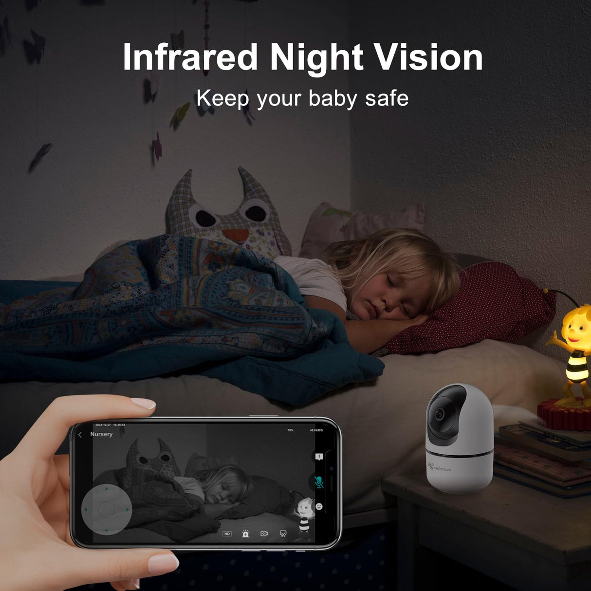 Adorbee Indoor Security Camera for Home: 2K 360° 5G & 2.4G WiFi Camera with Phone App - Pet Dog Baby Monitor with 2 Way Audio - Motion Detection Night Vision for House Room Monitoring