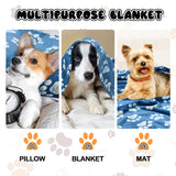 Rezutan Dog Blankets for Large Medium Dog Cat Soft Fuzzy Blanket Washable, Comfort Flannel, Fuzzy Soft Blankets for Dogs, Reversible Print, 41 x 31 inch,Dark Blue