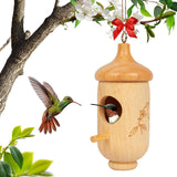Hummingbird House, Wooden Hummingbird Houses for Outside Hanging, Nest Swinging, Wooden Bird Houses with Cotton, Bow, String, Gardening Gifts Decoration (1 Pack)