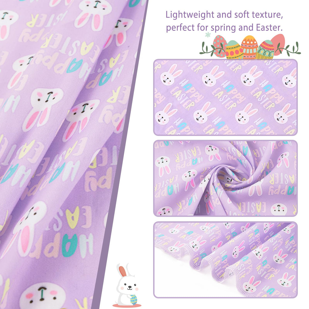 E-Clover Easter Dog Bandana & Matching Scrunchie-Bunny Dog Bandanas Pet Scarf Bib for Samll Dogs Puppy Girl Boy Owner Gift Purple