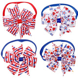 Spring Summer Dog Bow Ties 3.2" Bow Butterfly pet Ties Dog Ties Collar fit for Small and Middle Size pet (4th of July Pinwheel)