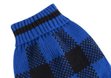 Blue Black Plaid Holiday Festive Turtleneck Pet Sweater for Small Dogs, Cat Warm Coat Apparel, Winter Knitwear Pet Clothes for Cold Weather Small (S) 12" Back Length